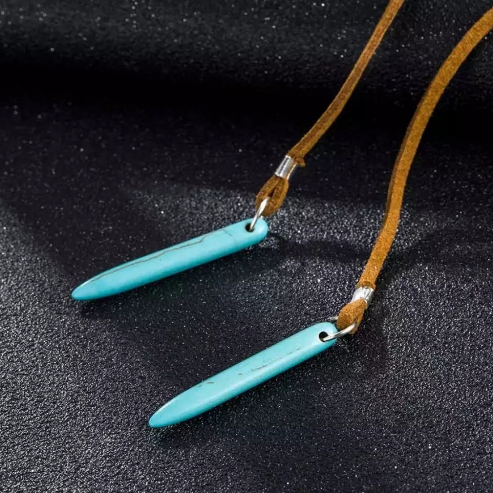 Long Vegan Leather Boho String Choker Necklace - Picture 8 of 8